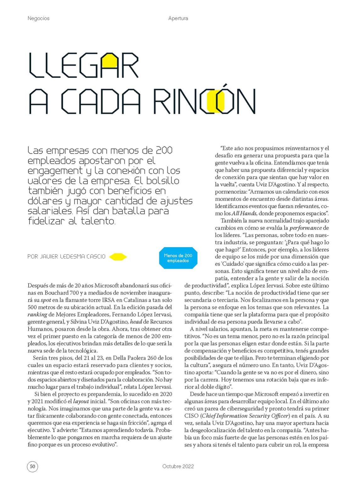 Read more about the article Microsoft Argentina fue distinguida por quinto año consecutivo como la mejor empresa para trabajar según revista Apertura